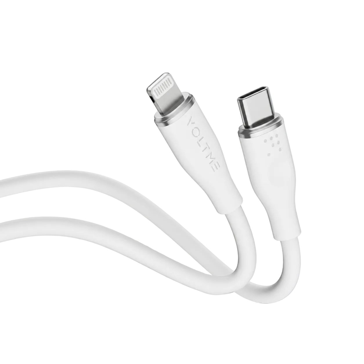 Voltme Powerlink Moss Liquid Silicon Cable Type C to Lightning 3A / 1.2M Zinc-Alloy Connector White