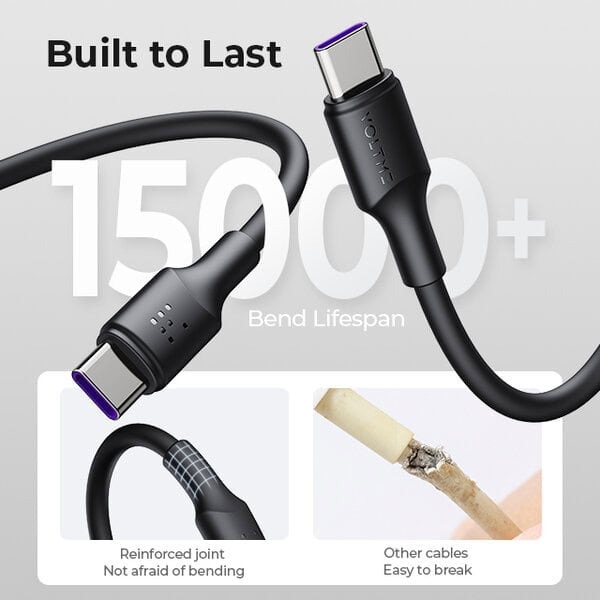 Voltme Powerlink EDC Cable Type C to Type C 1 2M 5A 100W Black product photo