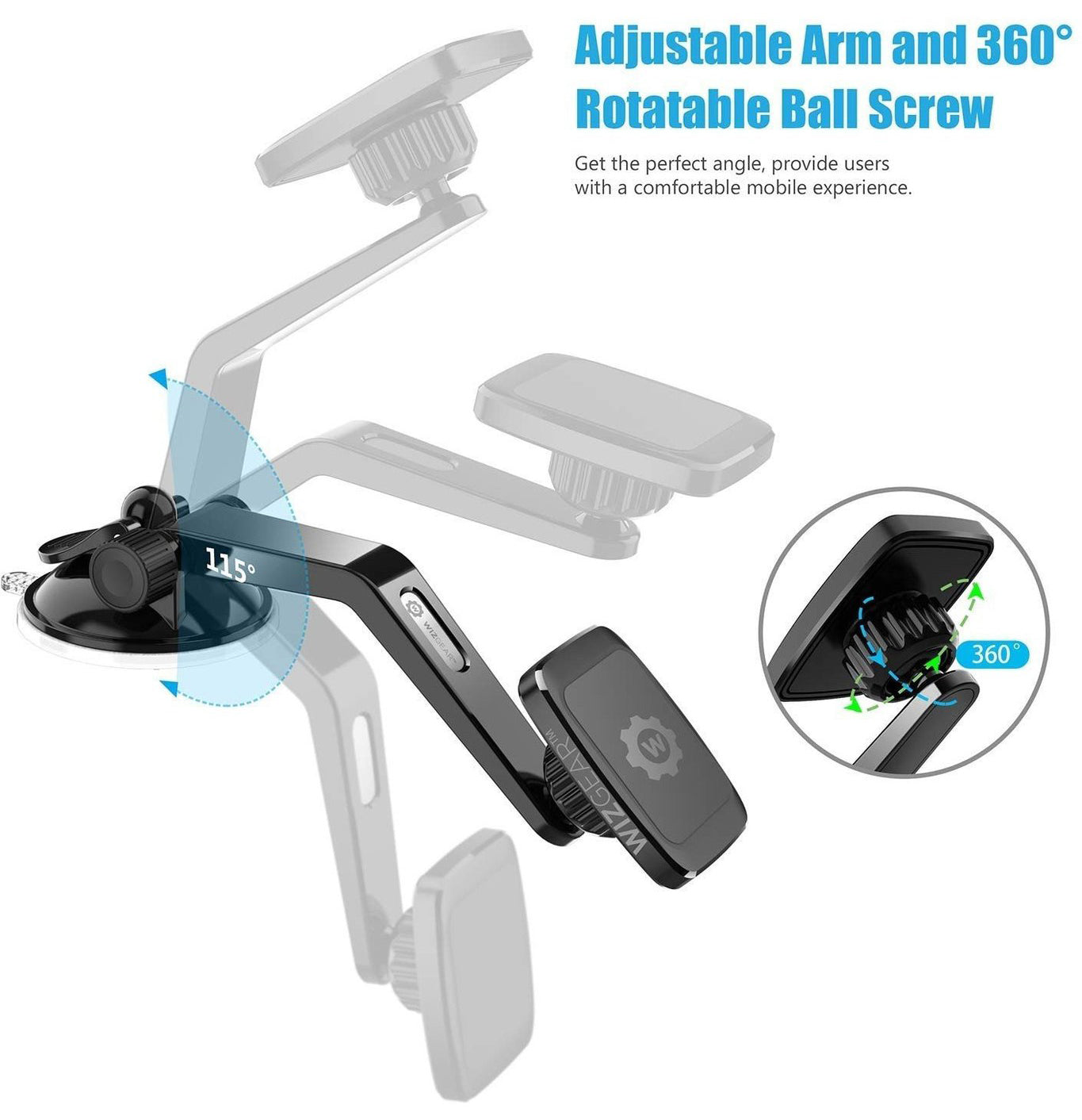 Wizgear Magnetic Long Curved Car Mount Long-Curved product photo