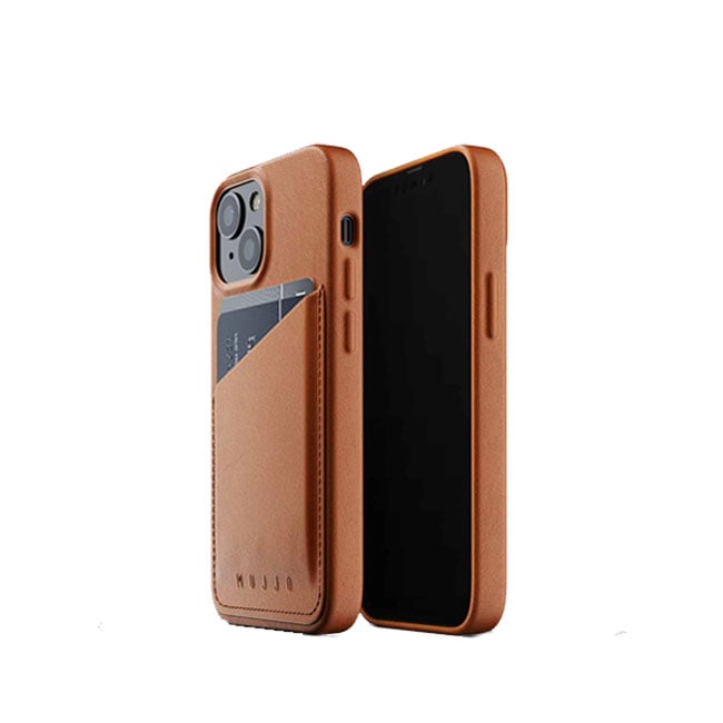 Mujjo iPhone 13 Full Leather Wallet Case - Tan