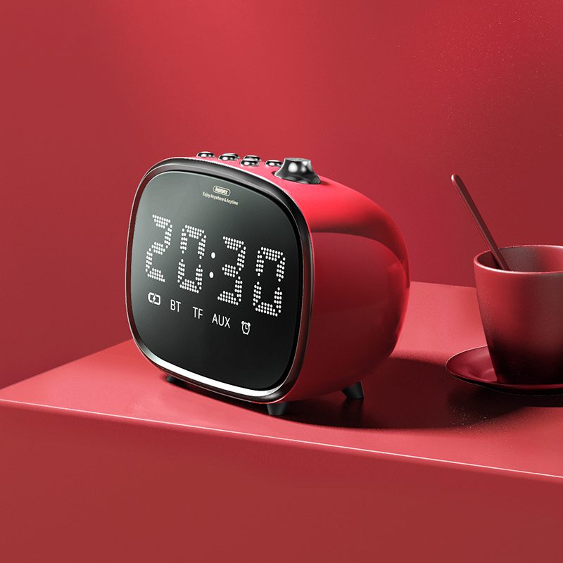 Remax 2-IIn-1 LED Clock Subwoofer Bluetooth Wireless-Red product photo