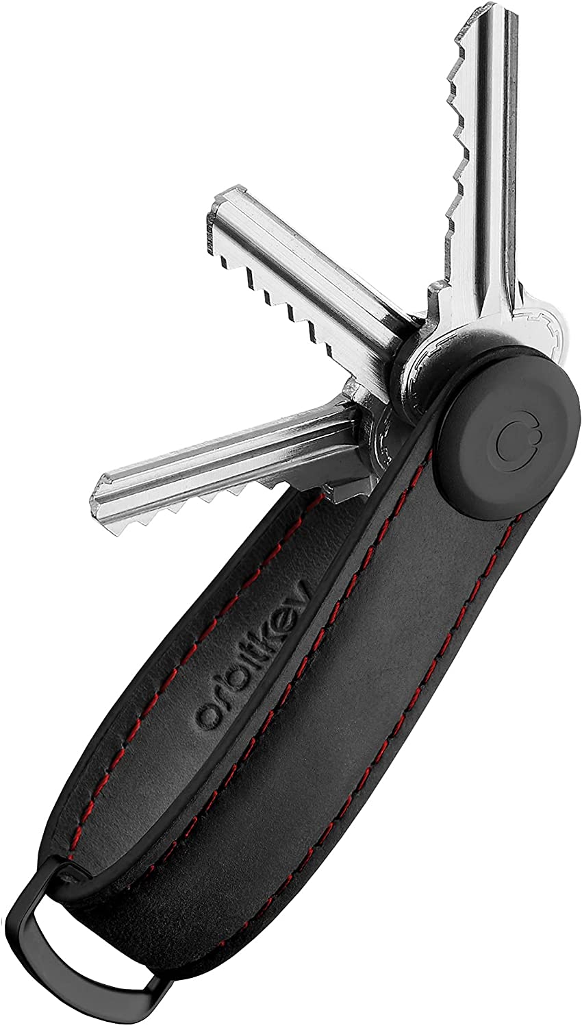 Orbitkey Crazy Horse Leather Key Organizer - Black Red product photo