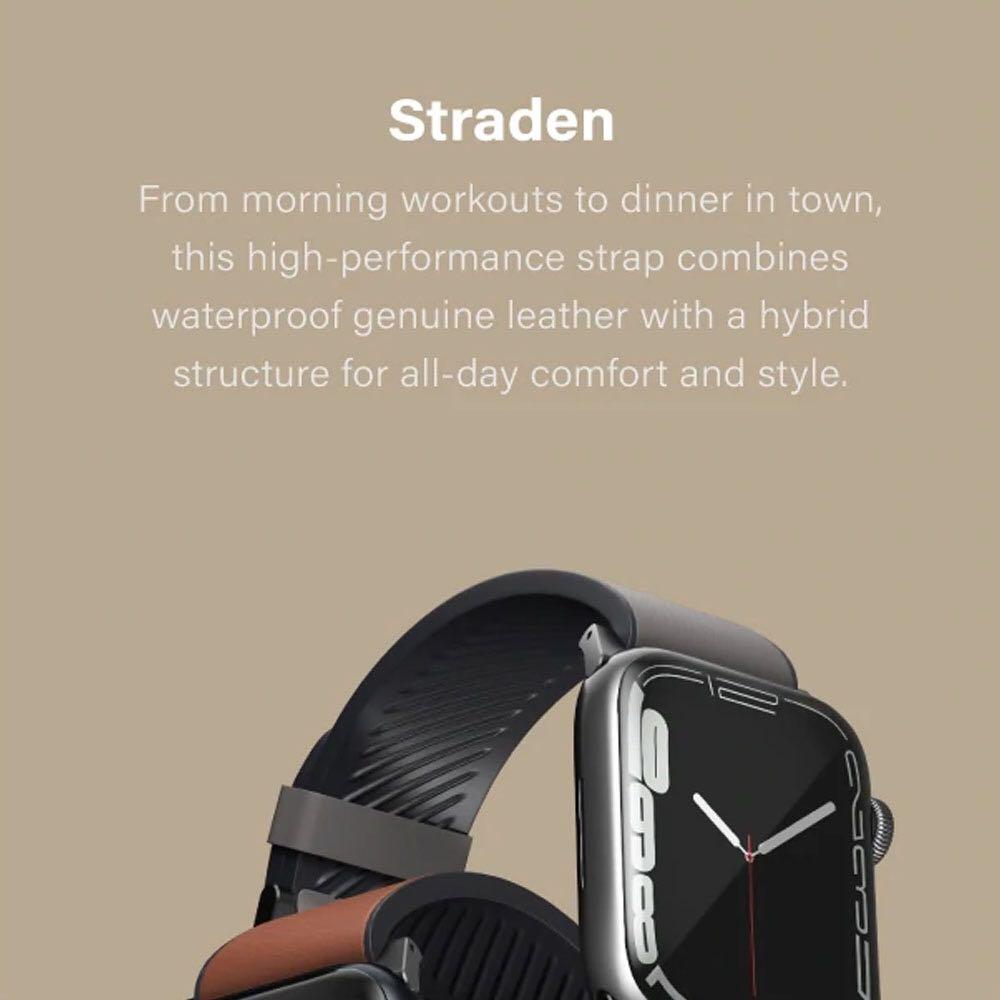 Uniq Apple Watch 42-45 mm Straden Leather Waterproof Strap - Black product photo