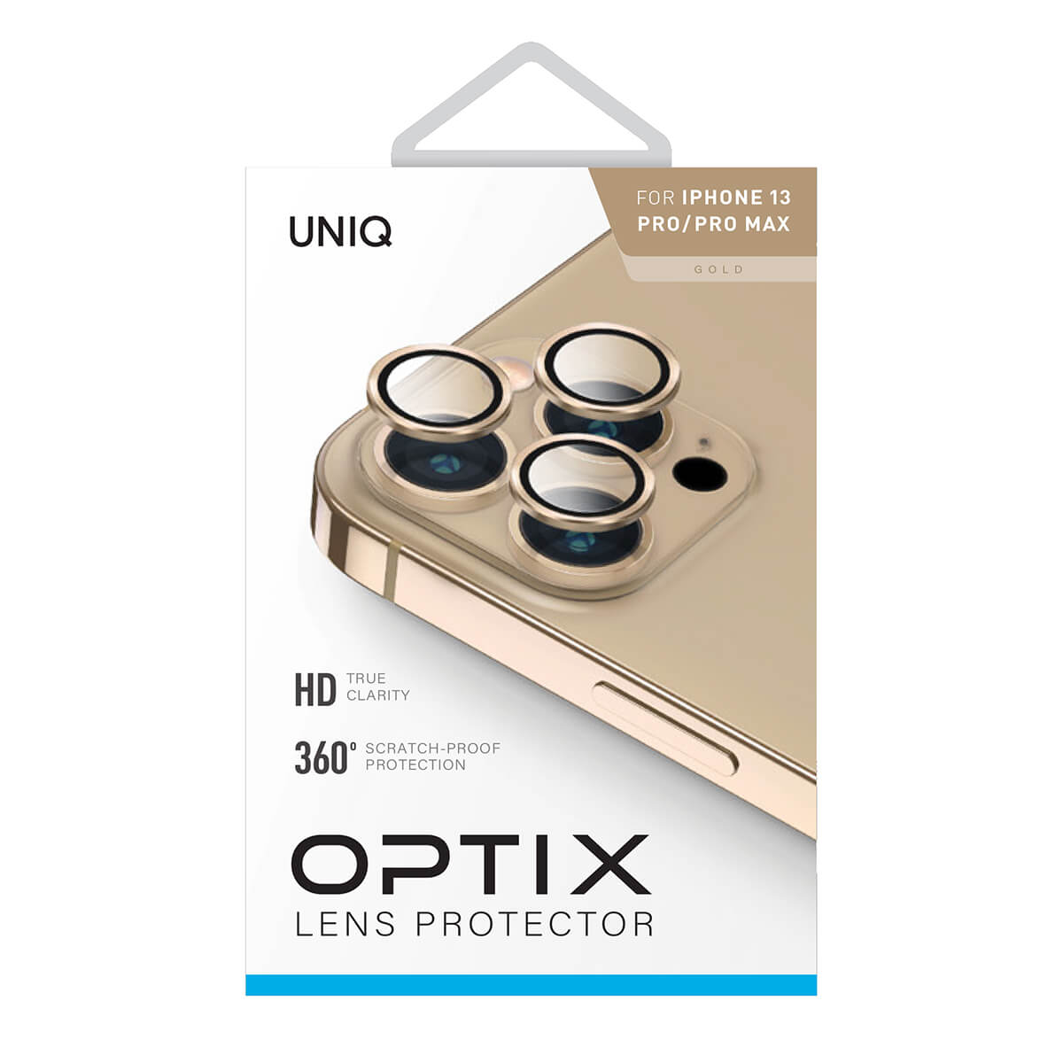 Uniq iPhone 13 Pro 13 Pro Max OPTIX Lens Protector Champagne_ Gold product photo