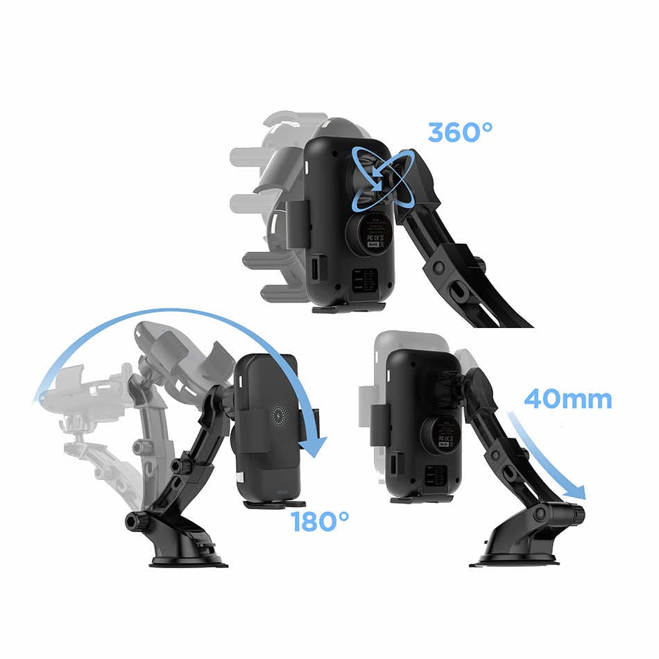 Elago Wireless Car Charger with Auto Clamping Car Mount 15W black product image