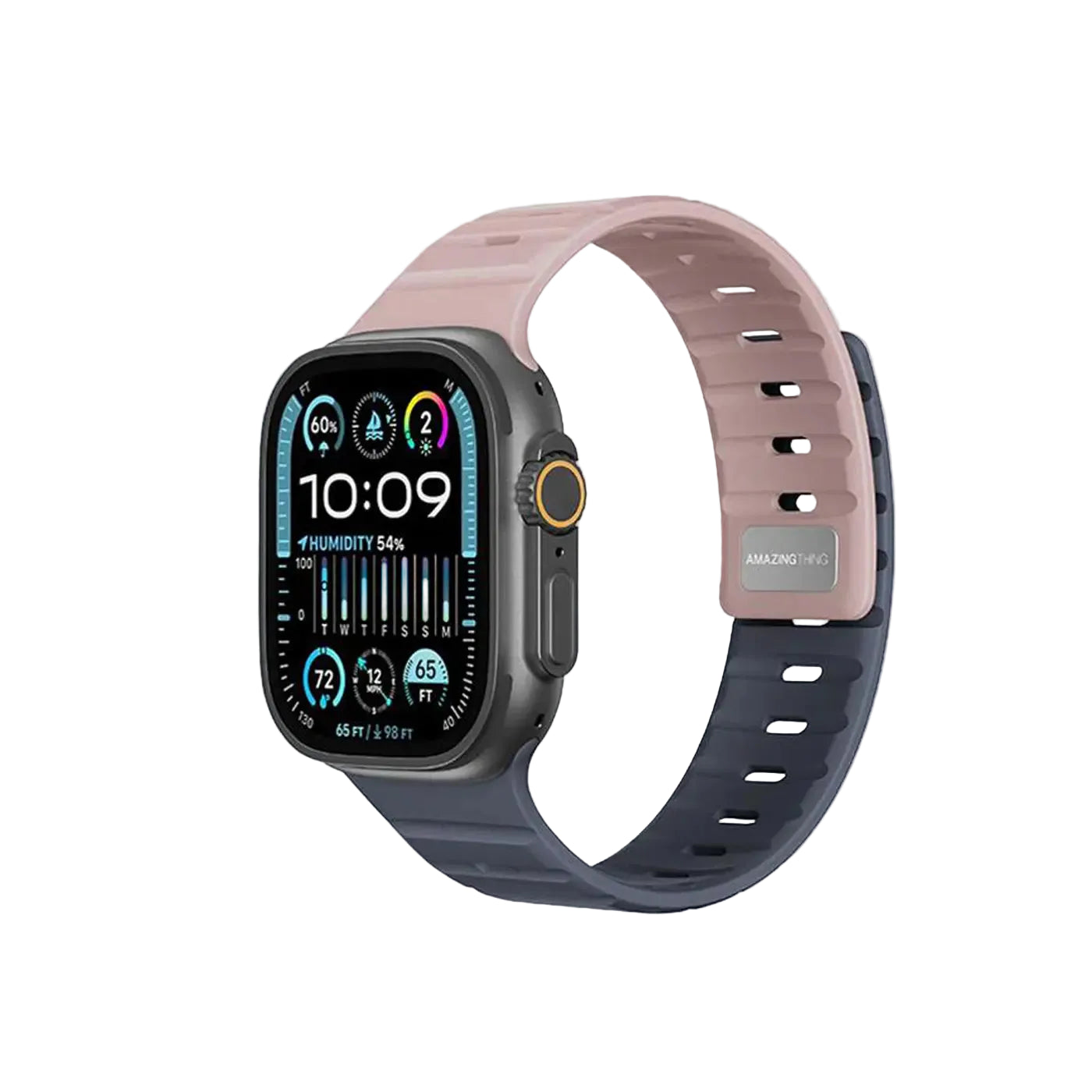 AmazingThing Apple Watch Strap 49 46 45 SilqLock-Grey Pink