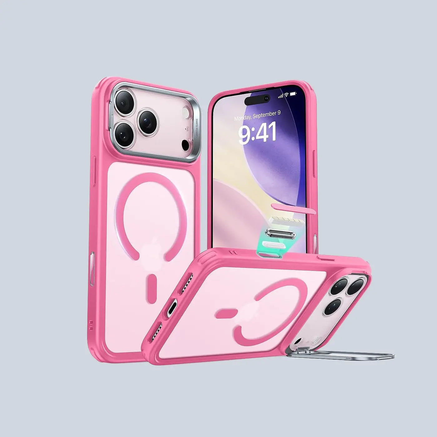 ESR iPhone 17 Pro Max HaloLock with Stash Stand-Frosted Pink