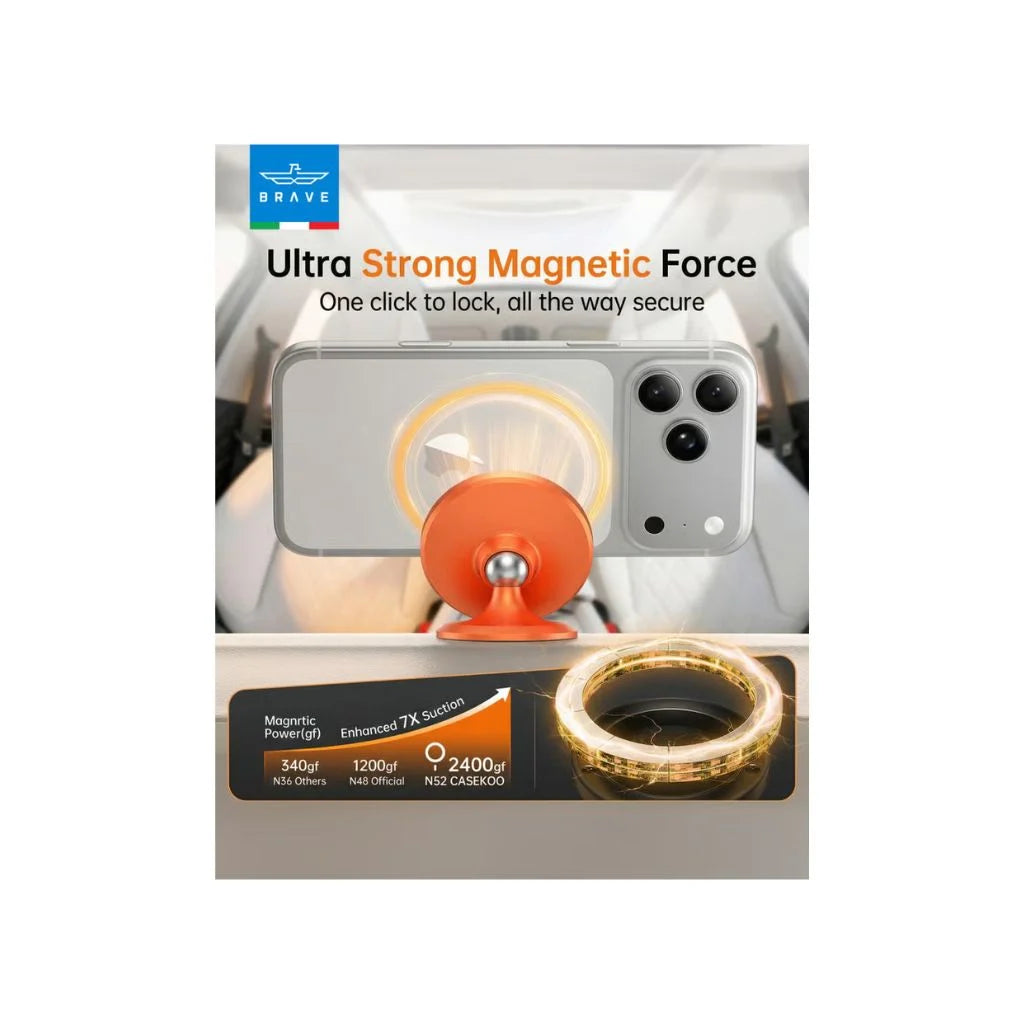 Brave Magsafe Car Mount Adjustable 360 Rotation BHL-59O - Orange