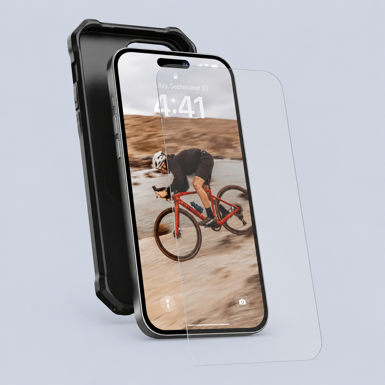 UAG iPhone 14 Pro Max Glass Screen Protector in-use view