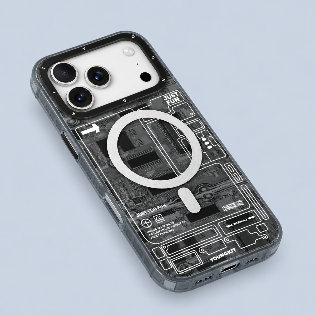 Youngkit iPhone 18 Pro Max /17 Pro Max Futuristic Burgundy Circuit Board