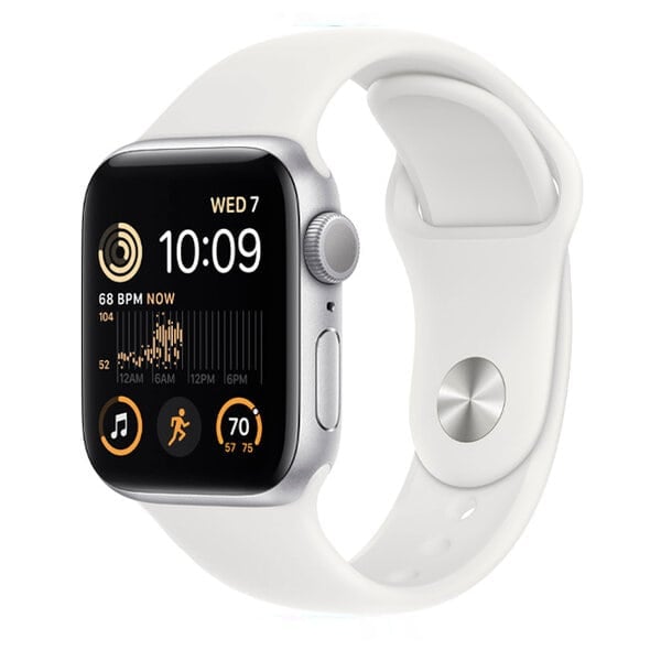 Apple Watch SE 2nd Generation GPS 44mm Aluminum Case White Sport Band - M L