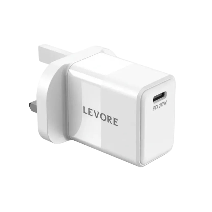 Levore Wall Charger 20W 1XUSB-C Power Delivery Fast Charging Adapter - White