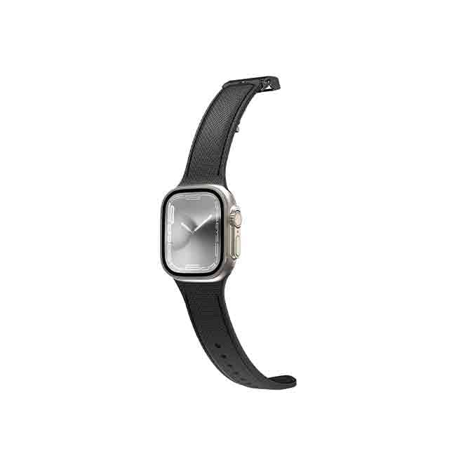 AmazingThing Apple Watch Band - TITAN SWIFT Silicone Band Leather Texture Black