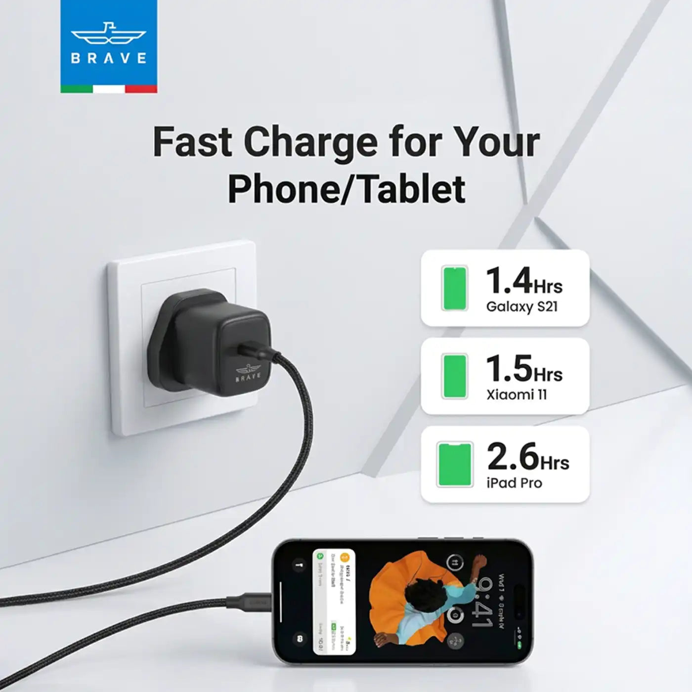 BRAVE BTC-41 20W GaN USB-C Wall Charger PD 3 0 - Black product image