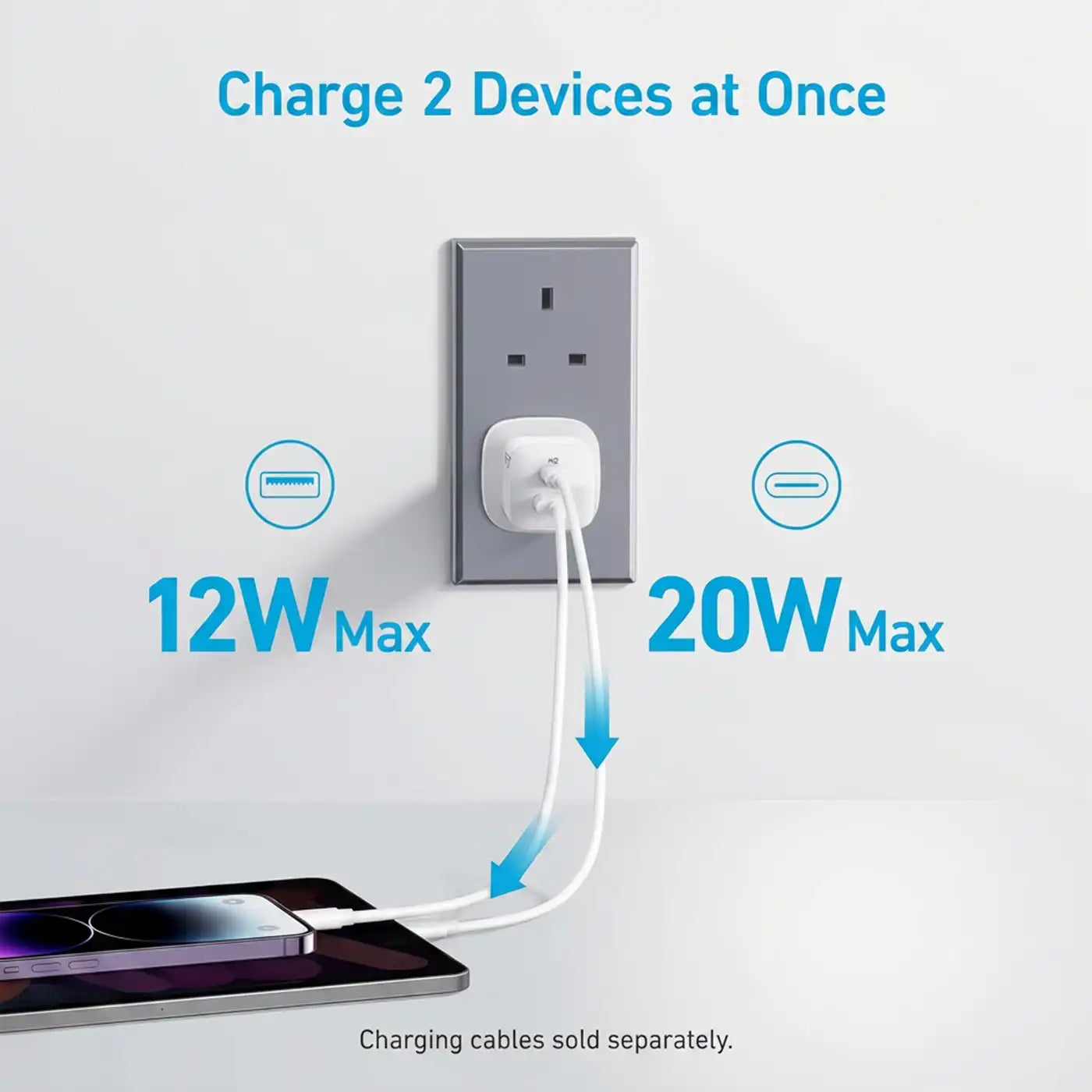 Anker 323 Charger with 33W USB C to Lightning Cable 3 FT - White product image