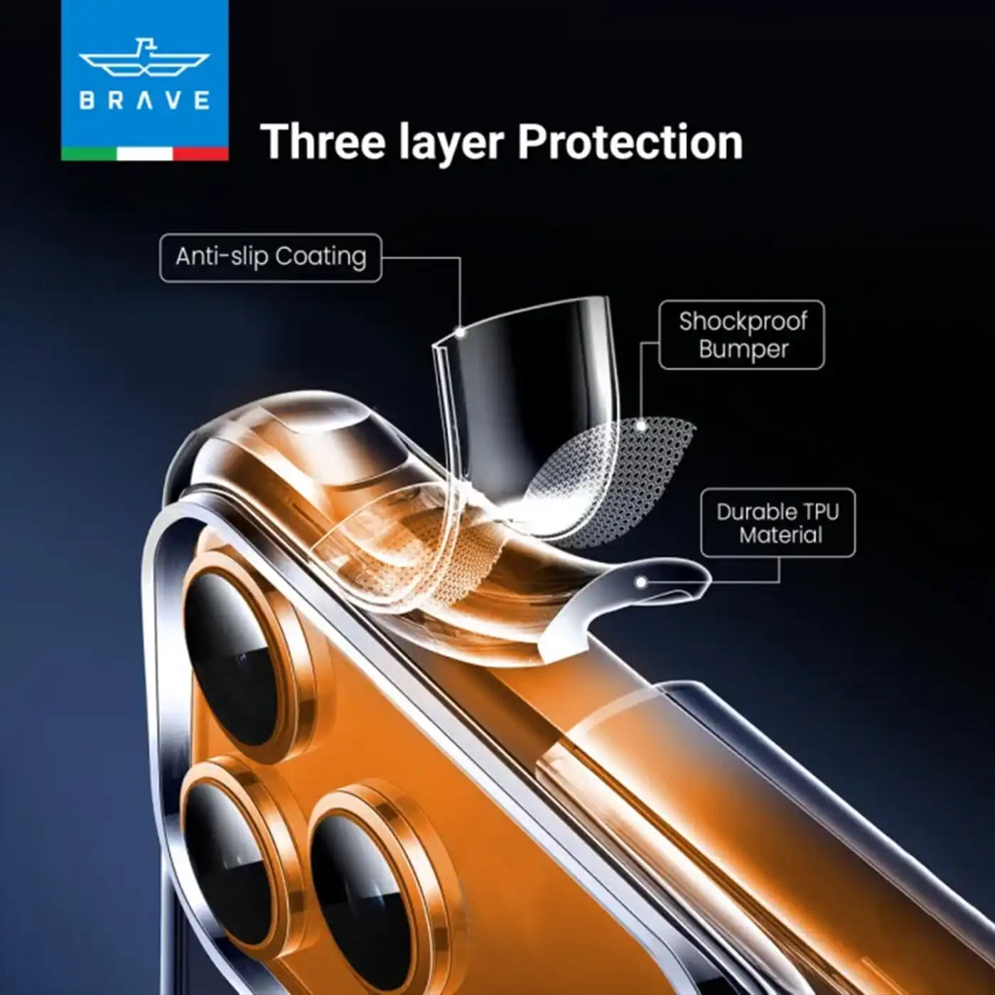 Brave iPhone 17 Pro Protective Case- Clear