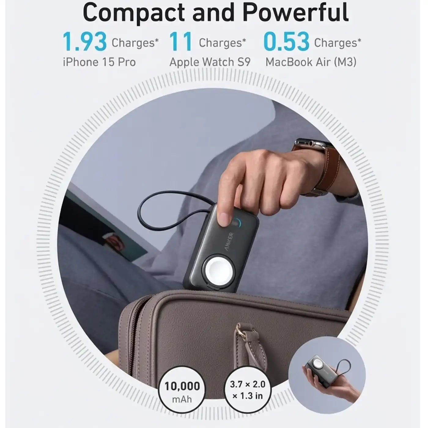 Anker MagGo Power Bank 10K 35W for Apple Watch Built-In USB-C - Black product image