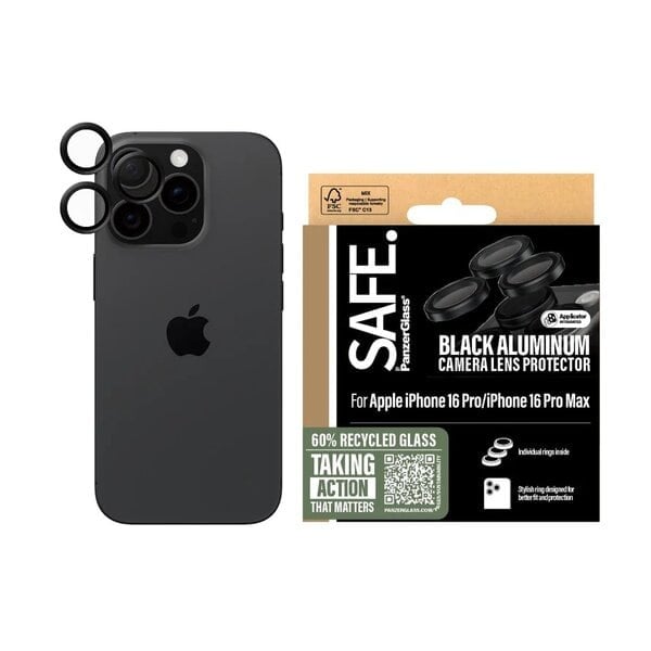 PanzerGlass® SAFE by Camera Lens Protector Black iPhone 16 Pro 16 Pro Max product photo