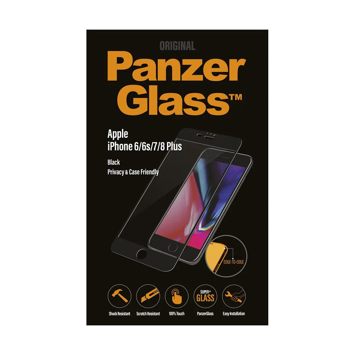 PanzerGlass iPhone 6 6s 7 8 Plus Black Privacy & Case Friendly product photo