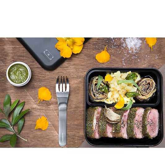 Monbento - MB Square black Onyx bento box - Large - 2 tier product photo