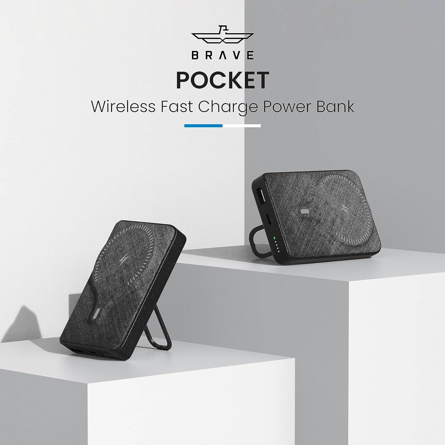 Brave Pocket Wireless Fast Charger Power Bank 10000 mAh Black product photo
