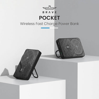 Brave Pocket Wireless Fast Charger Power Bank 10000 mAh Black product photo