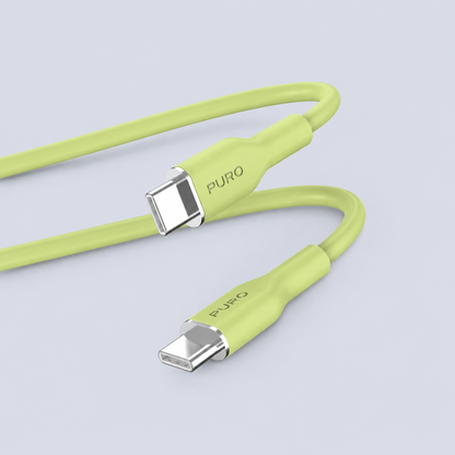 Puro Power and Data Sync Soft CAble From USB-C TO USB-C 1,5M- Green