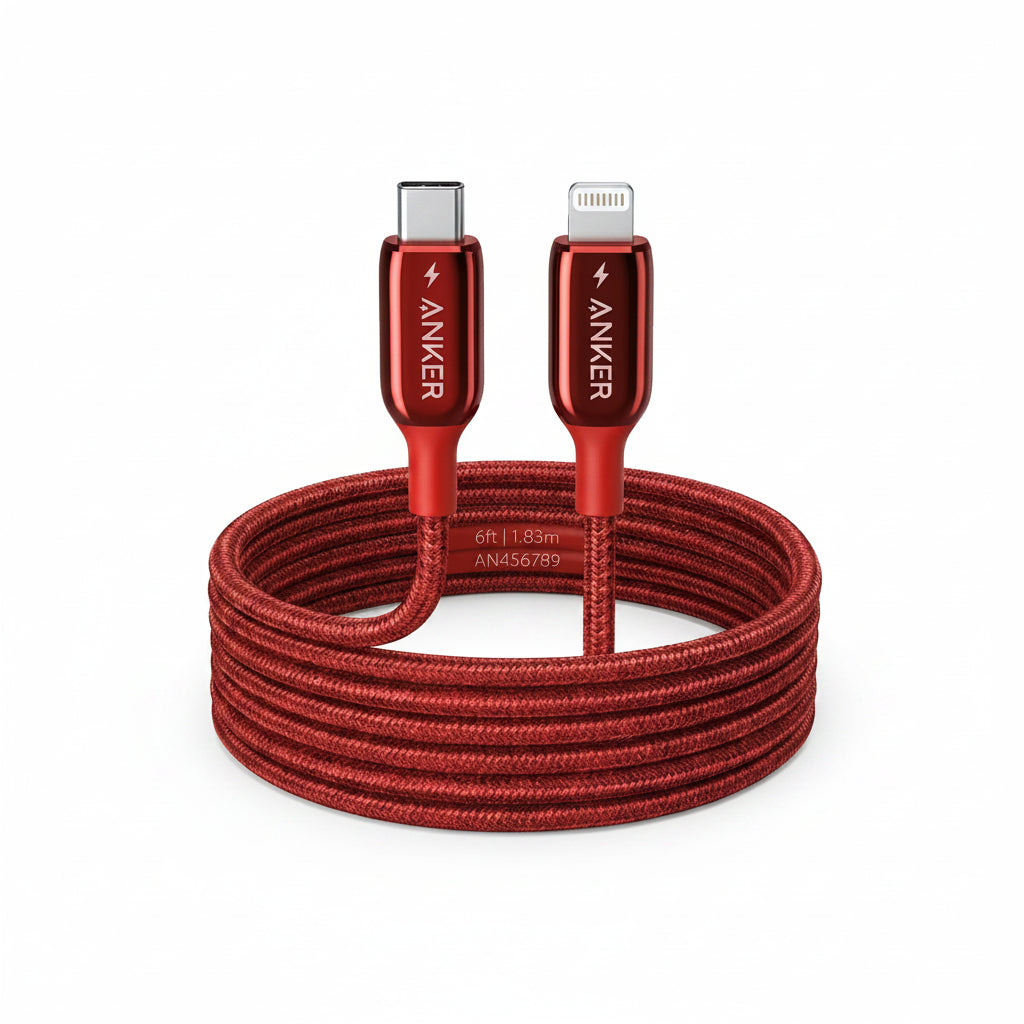 Anker PowerLine + III USB-C to Lightning 0 9m 3ft - Red product photo