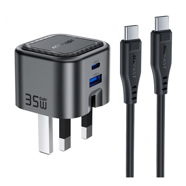 Acefast Fast Charge Wall Charger A120 PD35W GaN 1xUSB-C+1xUSB-A UK- with Cable