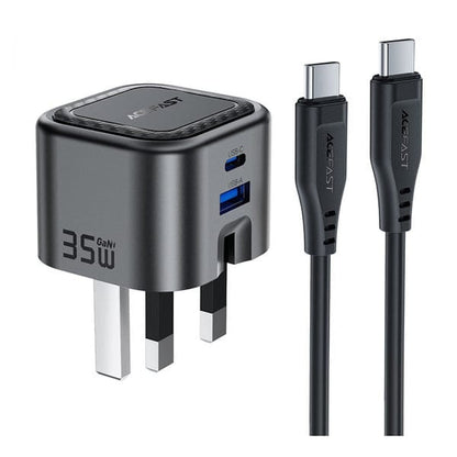 Acefast Fast Charge Wall Charger A120 PD35W GaN 1xUSB-C+1xUSB-A UK- with Cable