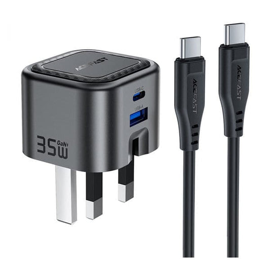 Acefast Fast Charge Wall Charger A120 PD35W GaN 1xUSB-C+1xUSB-A UK- with Cable