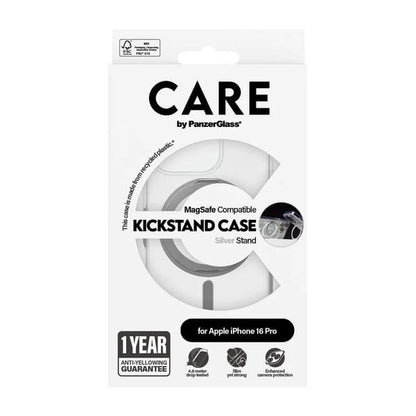 PanzerGlass iPhone 16 Pro CARE Feature Case Transparent w Silver Kickstand & product image