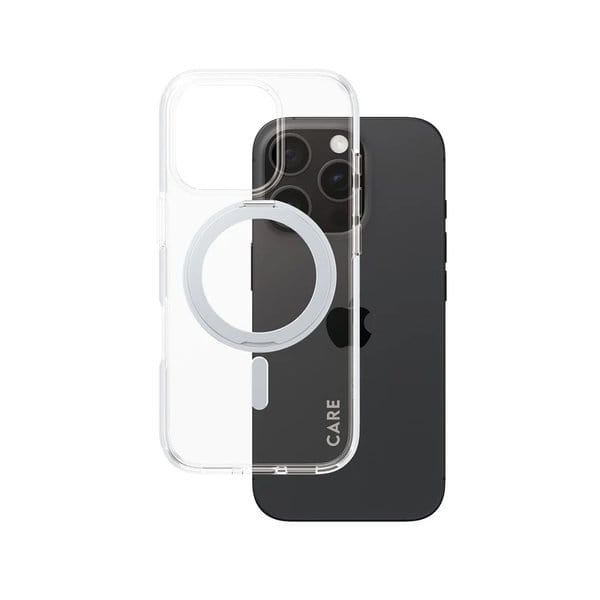 PanzerGlass iPhone 16 Pro Max CARE Feature Case Transparent w Silver Kickstand &
