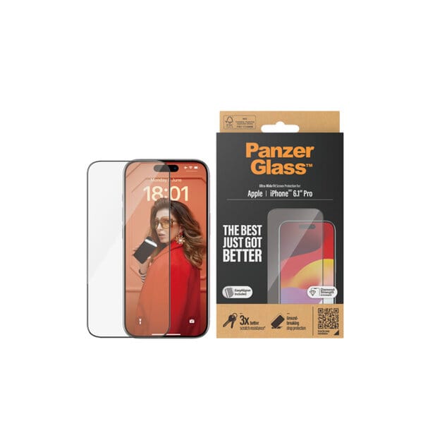 PanzerGlass Screen Protector iPhone 15 Pro - Wide and Clear product photo