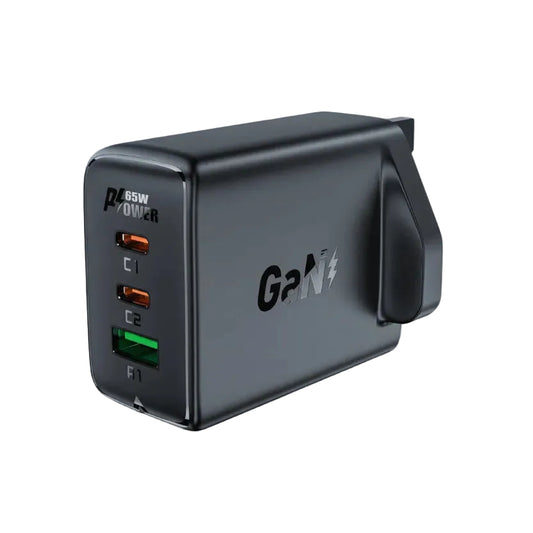Acefast A44 PD65W GaN 2*USB-C+USB-A charger UK product photo
