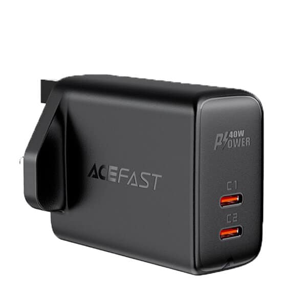 Acefast A12 PD40W USB-C+USB-C dual port charger UK product photo