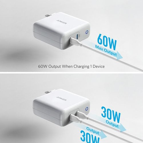 Anker USB C Charger 60W 2-Port PowerPort Atom PD 2 product photo