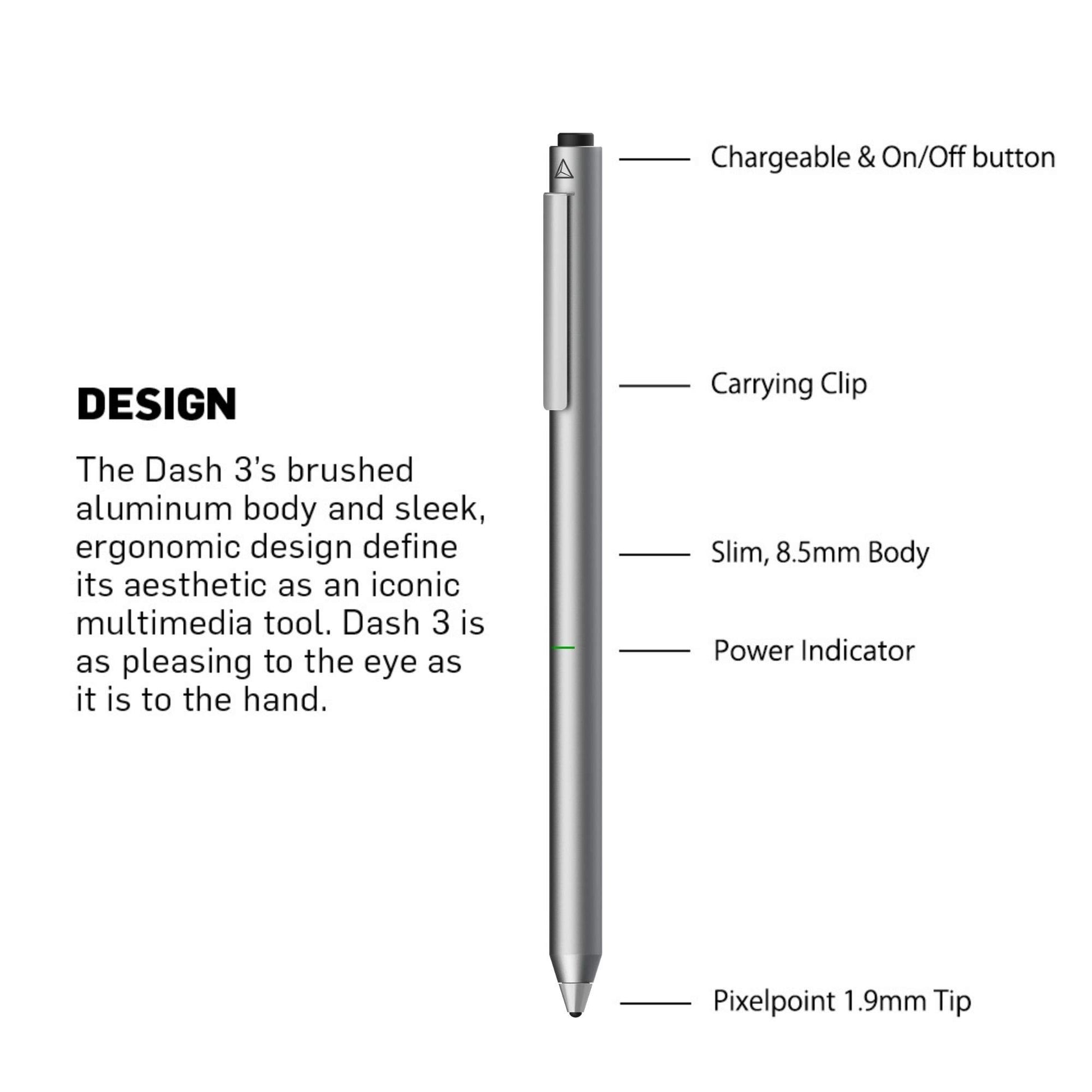 Adonit Dash 3 Fine Point Stylus - Silver product photo