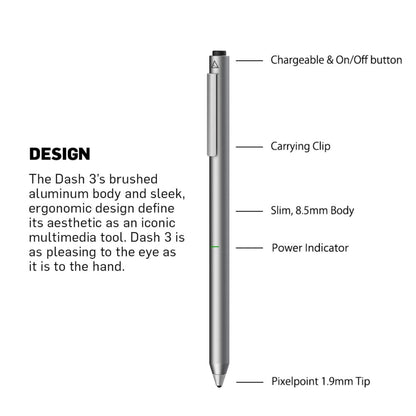 Adonit Dash 3 Fine Point Stylus - Silver product photo