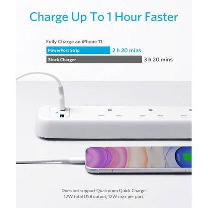 Anker PowerExtend 6-IN-1 USB PowerStrip White charger product photo