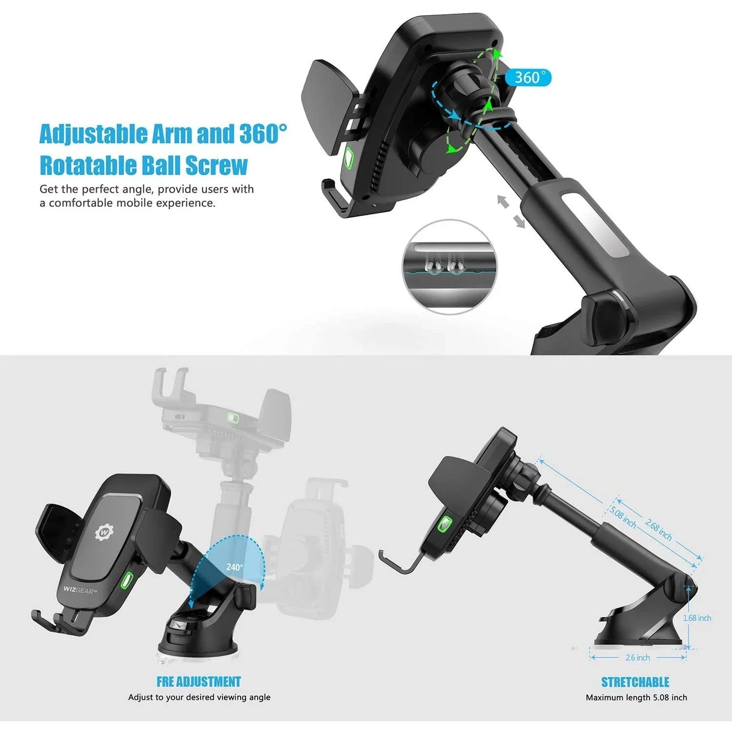 Wizgear Automatic Wireless Car Charging Mount additional product image