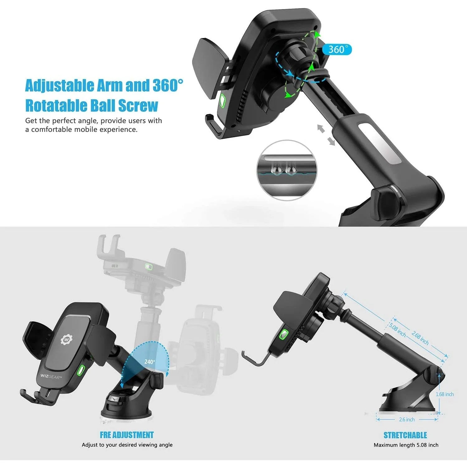 Wizgear Automatic Wireless Car Charging Mount additional product image