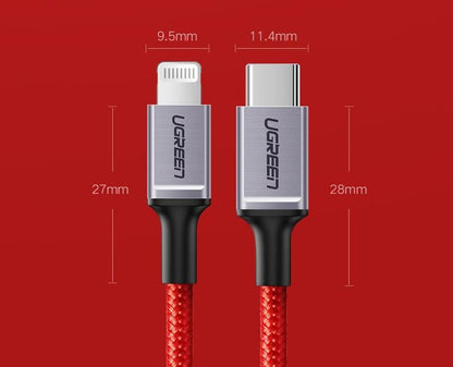 Ugreen USB-C To Lightning Cable 1m - Red product photo