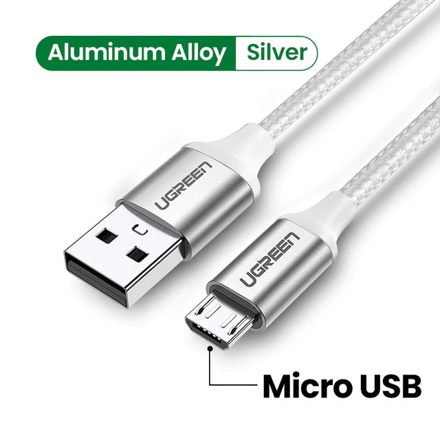 Ugreen USB A to Micro Aluminum Braid White 1m product photo