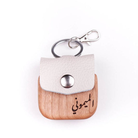 Elegant Wood AirPods Case- Beige product photo