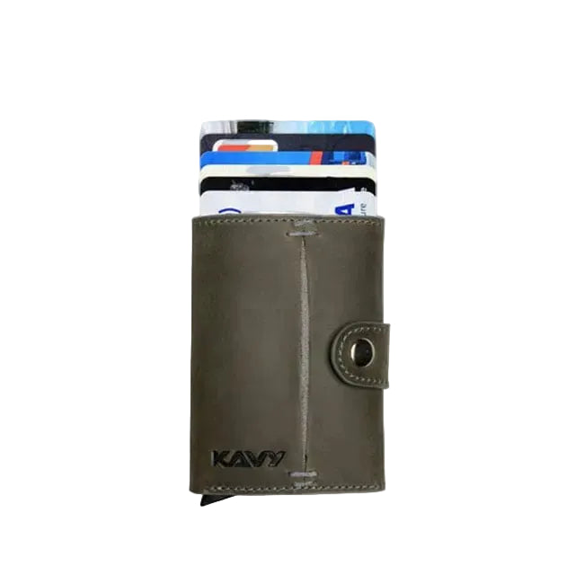 KAVY Credit Card Holder Leather Slim Wallet- Grey product photo