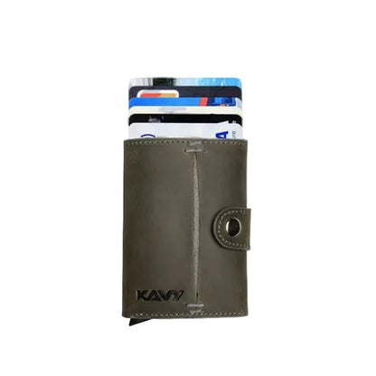 KAVY Credit Card Holder Leather Slim Wallet- Grey product photo