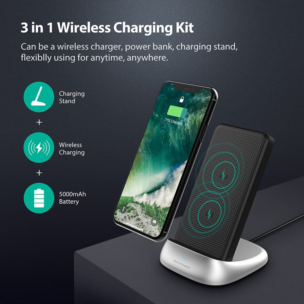 Rav Power 3 in 1 5000mAh Wireless Charging Kit power bank product photo