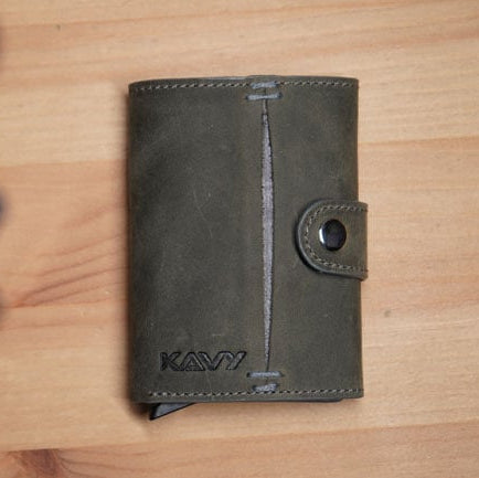 KAVY Credit Card Holder Leather Slim Wallet- Grey product image