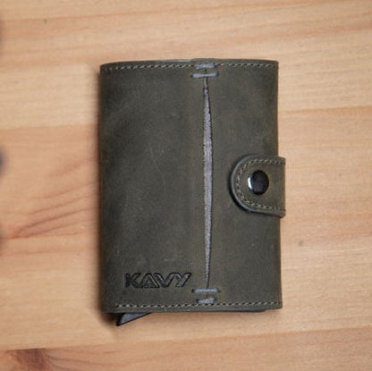 KAVY Credit Card Holder Leather Slim Wallet- Grey product image